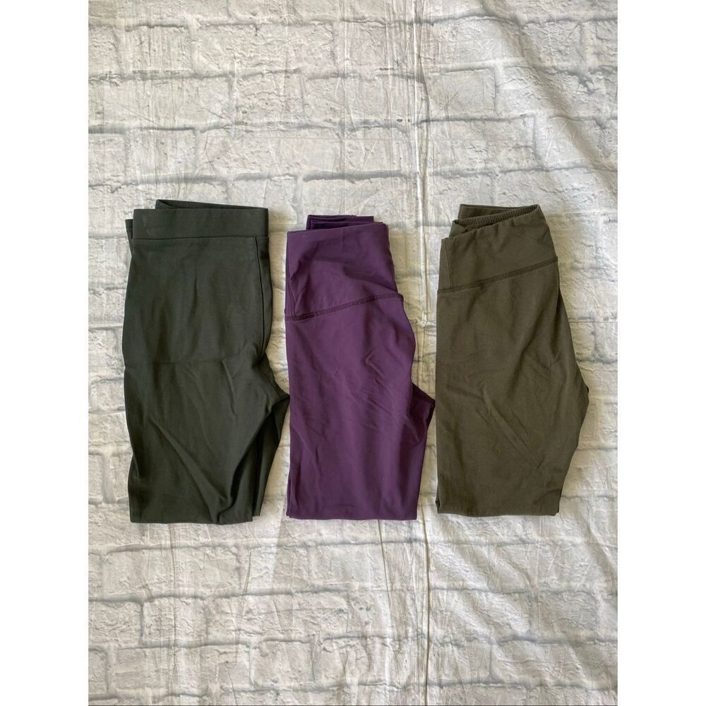 Aerie, 90 degrees, ANA women S 3 bundle of pull on leggings olive green & purple